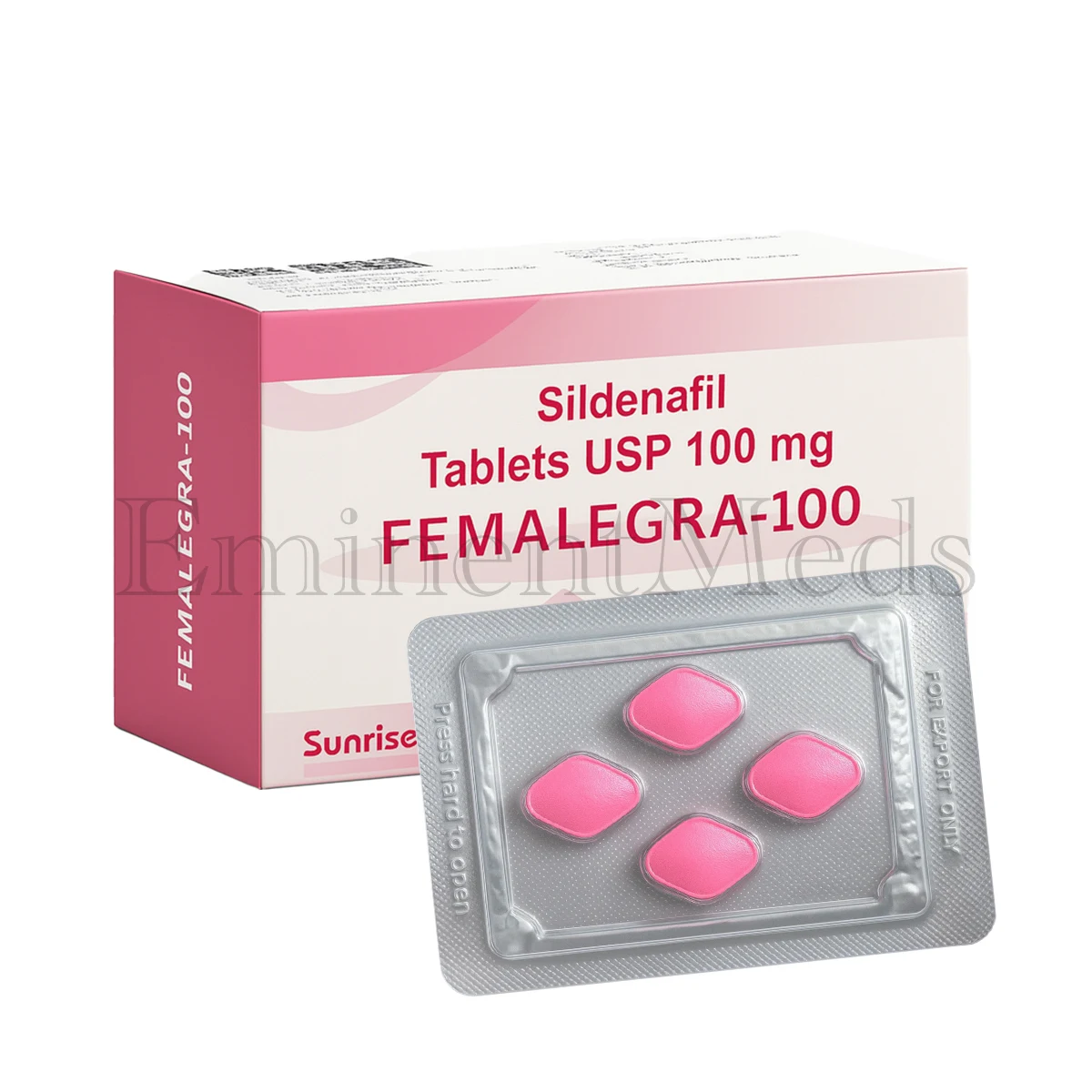 Femalegra 100 mg sildenafil tablets used to support female sexual arousal and improve blood flow
