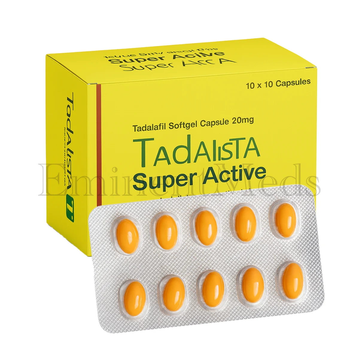 Tadalista Super Active tadalafil softgel capsules used for effective erectile dysfunction treatment in men